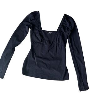 Off white black long sleeve  off shoulder top